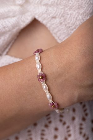 Kwiatowa bransoletka Różowy turmalin – Fleur Eterna
