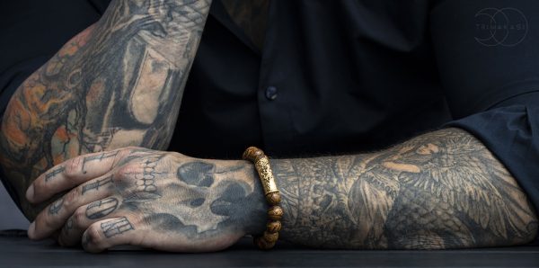 Męska bransoletka jaspis i złoto