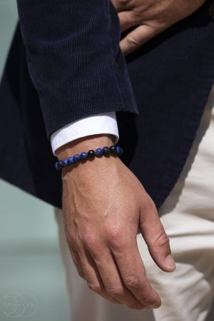 Męska bransoletka lapis lazuli i kamień wulkaniczny