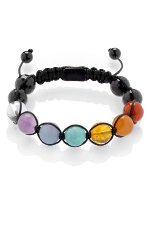 Chakra braided bracelet with black tourmaline