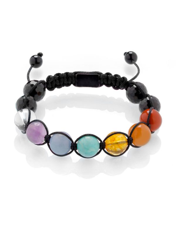 Chakra braided bracelet with black tourmaline