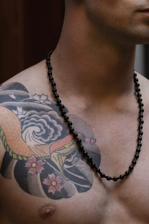 Black obsidian beaded necklace