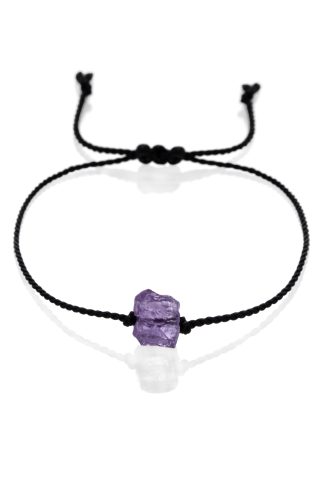 Minimalistyczna bransoletka sznurkowa – ametyst