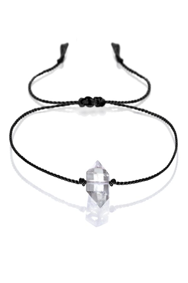 Minimalistyczna bransoletka sznurkowa – kryształ Herkimer