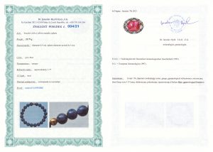 Certyfikat autentyczności Szafir